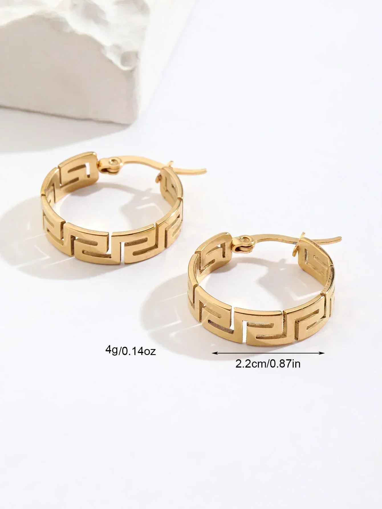 Gold-Plated Geometric Square Earrings