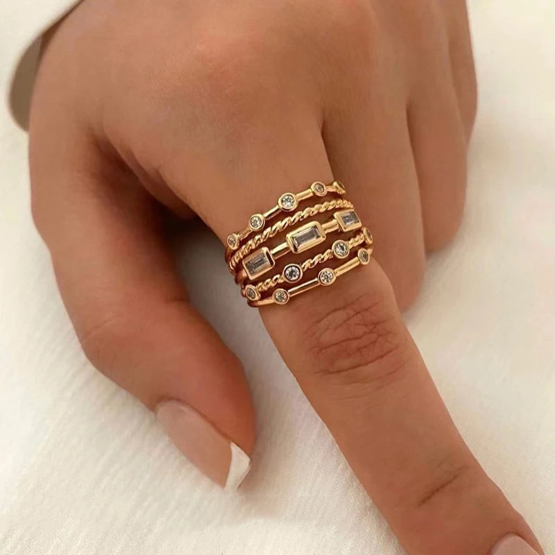 Stainless Steel Gold Plated Sun Rings: Trendy Women's Jewelry