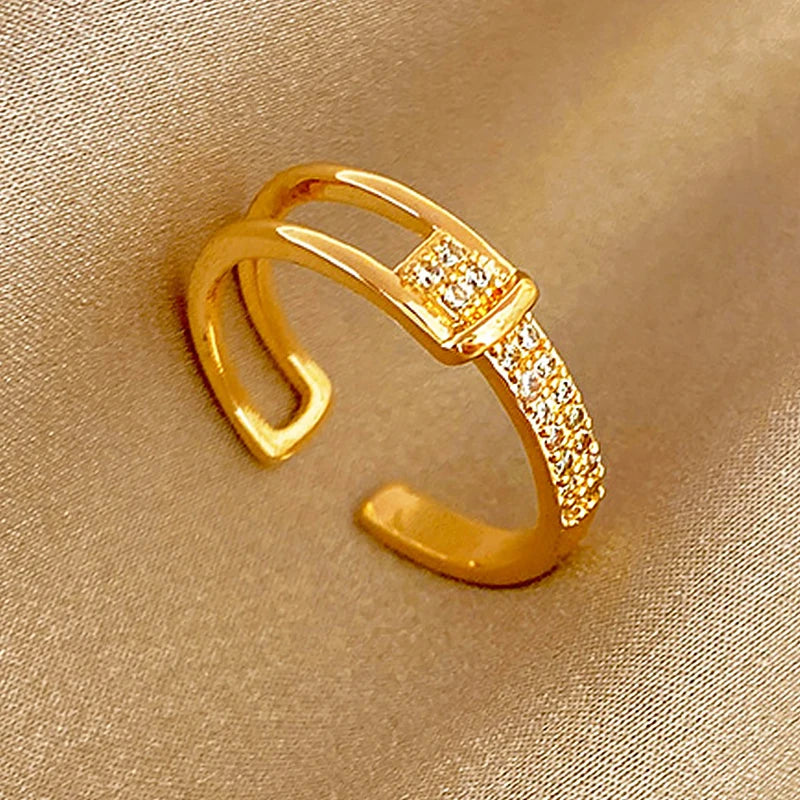 Gold Stainless Zircon Ring for Women