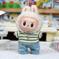 15/17cm Labubu Big Into Energy Doll Casual Plaid Coat Jeans Suit Set Ropa Labubu Accessories