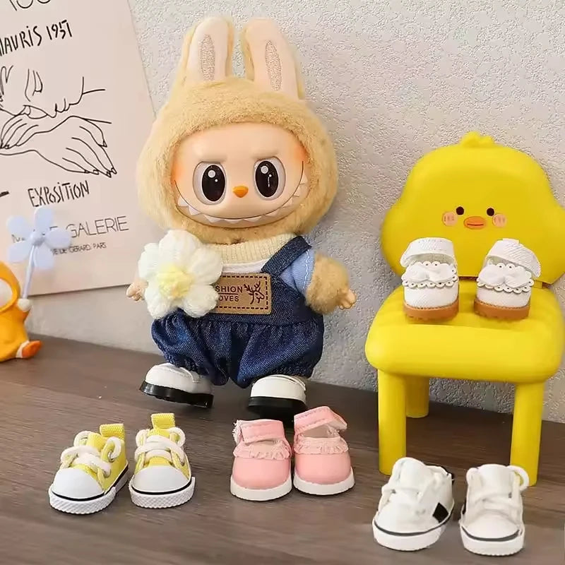 Cute LABUBU 17cm cotton doll shoes, toy leather shoes, casual sports shoes, doll accessories, LABUBU clothing