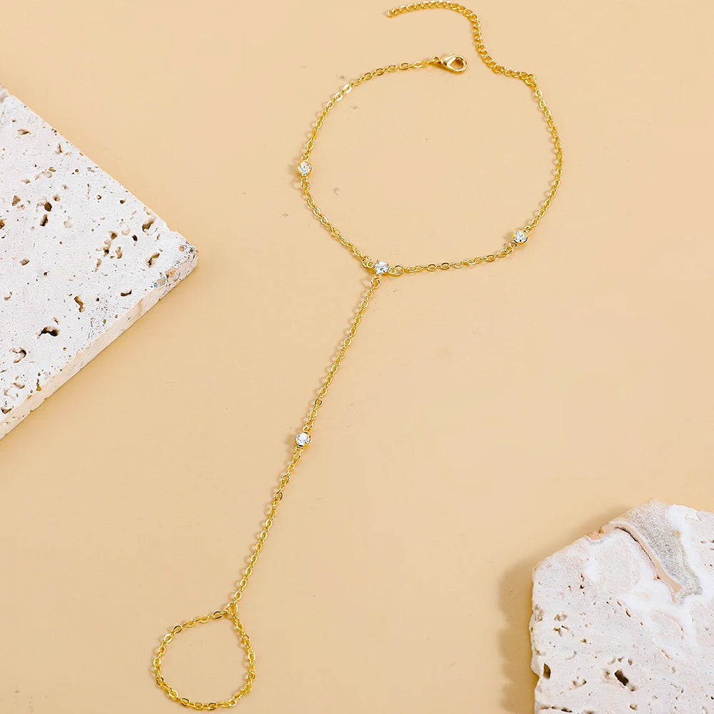 Crystal Anklet: Gold Plated Beach Jewelry