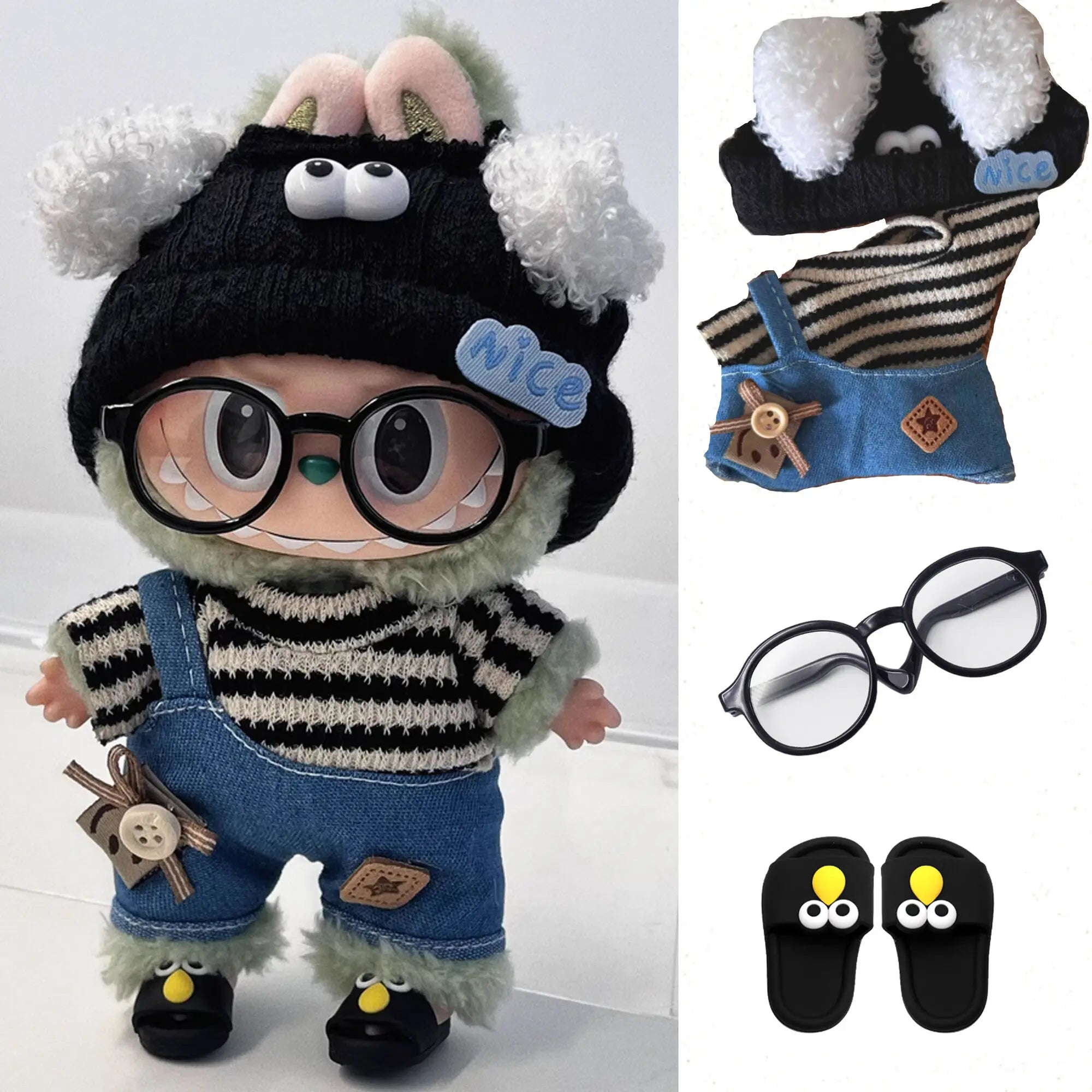 17cm Mini Doll'S Clothes Outfit Accessories For Korea Kpop Exo Labubu Idol V1 V2 Striped sweater