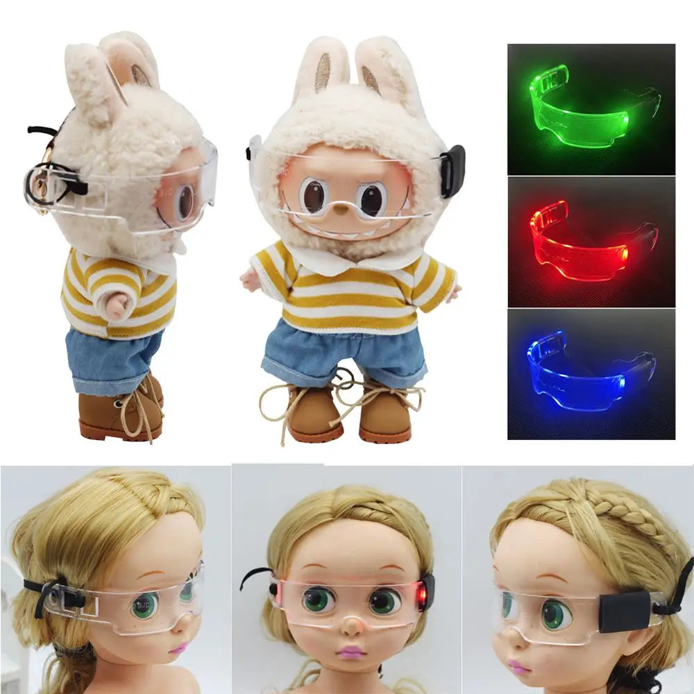 Labubu LED Punk Glasses Labubu Doll 3-color Luminous Glasses Cool Night Light Future Technology Glasses Mini Edition for cloth