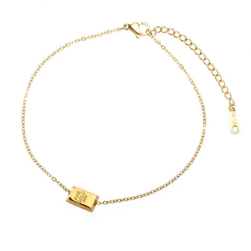 Gold Cube Bullion Bar Anklet