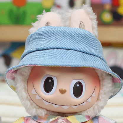 15/17cm Labubu Big Into Energy Doll Casual Plaid Coat Jeans Suit Set Ropa Labubu Accessories