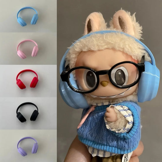 Labubu Accessories:17cm Labubu Fashion Earphone Accessories 10cm Cotton Doll Earphones Macaron Color Doll Earphones