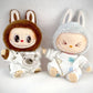 Labubu Silk Spotted Pajamas - Luxe Sleepwear Outfit for 17cm Labubu Doll with Soft Polka Dot Design