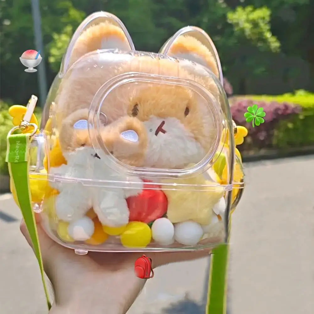 Doll Storage Case Travel Bag Plush Dolls Mini Pouch Transparent Women Bag Storage Organizer Waterproof Bag Cute Tote Bag