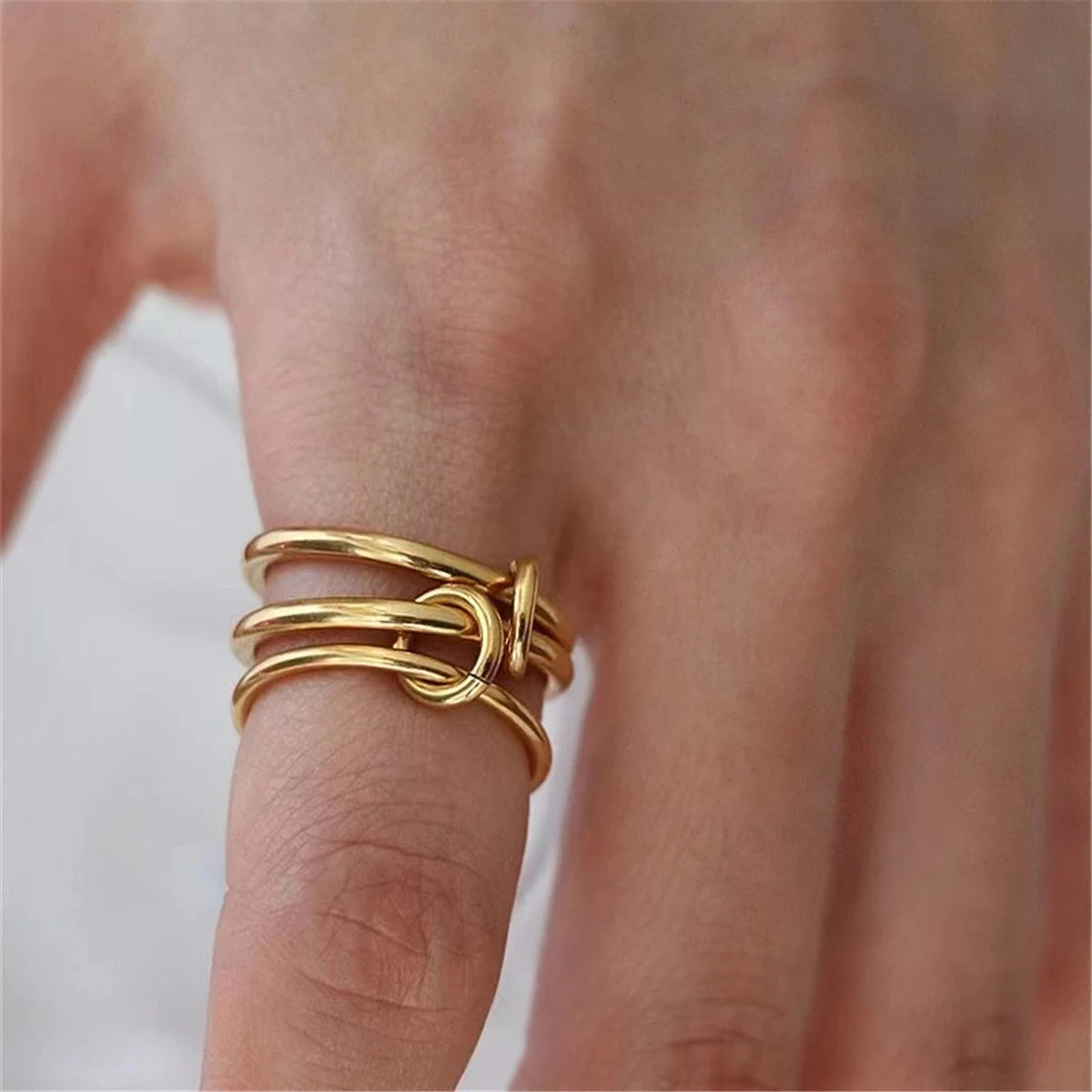 Gold Plated Multi-Layer Rings: Women's Gift