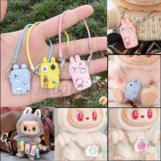 Doll Cartoon-style camera phone Bag for labubu crybaby 10cm 15cm cotton exo plush doll accessories