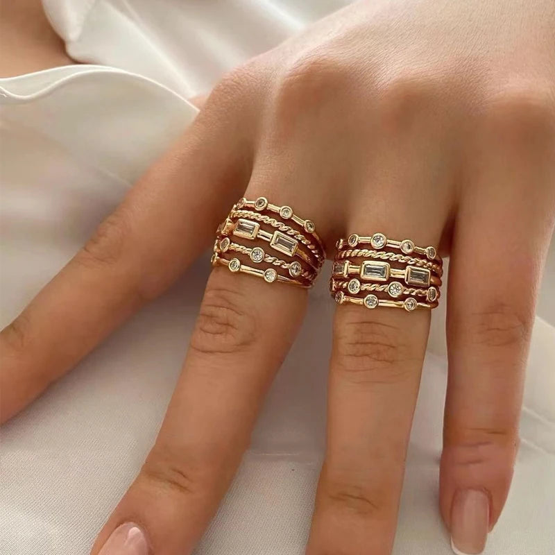 Stainless Steel Gold Plated Sun Rings: Trendy Women's Jewelry