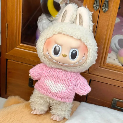 For 17CM Labubu baby clothes cute top sweater outfit doll strawberry sweater autumn winter for labubu cloth