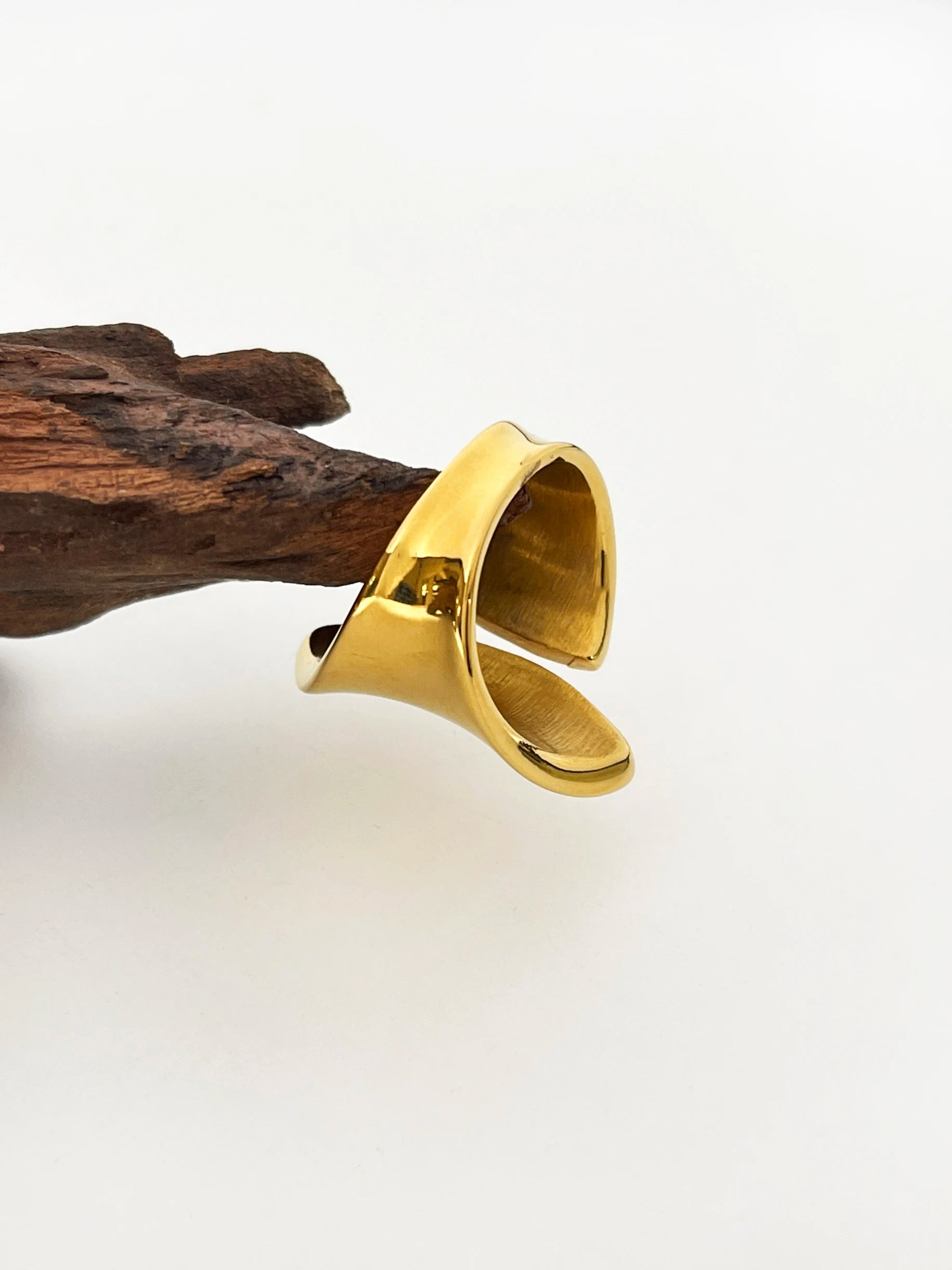 14k Gold Plated Geometric Wide Ring