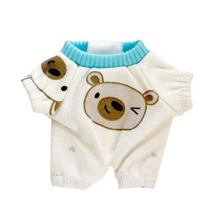 Labubu Silk Spotted Pajamas - Luxe Sleepwear Outfit for 17cm Labubu Doll with Soft Polka Dot Design