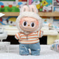 15/17cm Labubu Big Into Energy Doll Casual Plaid Coat Jeans Suit Set Ropa Labubu Accessories