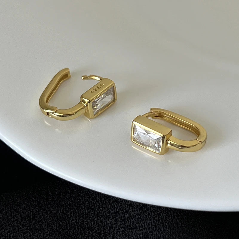 14k Gold Filled Square Huggies Earrings