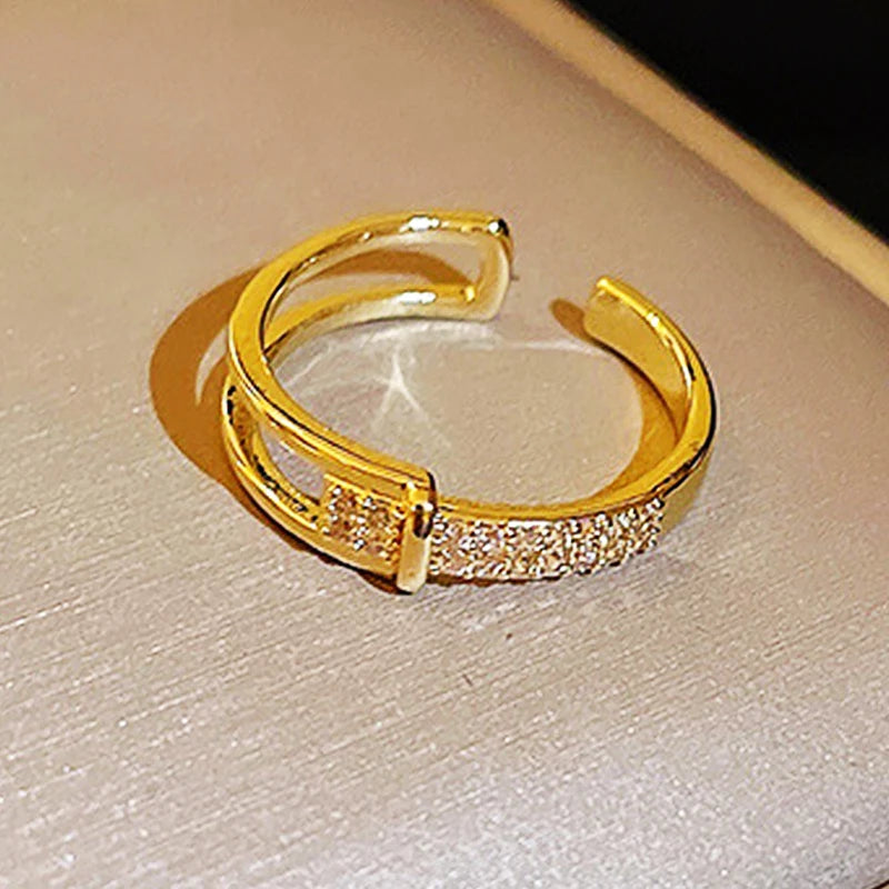 Gold Stainless Zircon Ring for Women