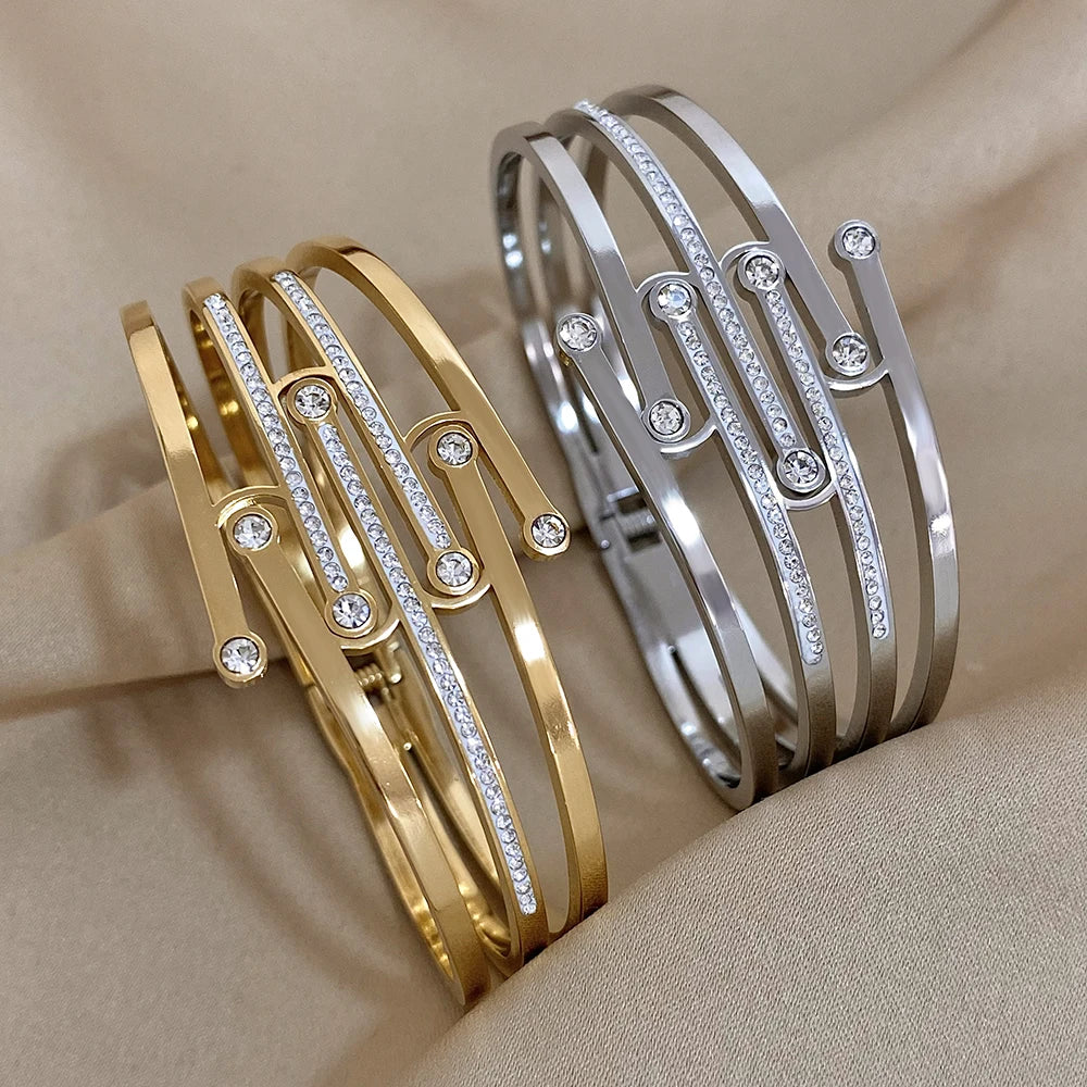 Greatera CZ Stainless Steel Bangles