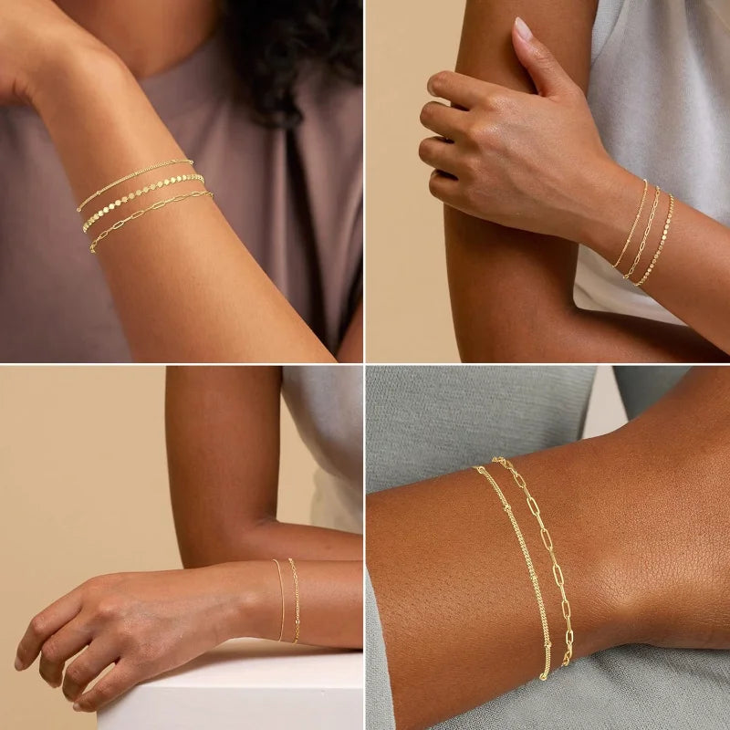 14k Gold Stackable Bracelets