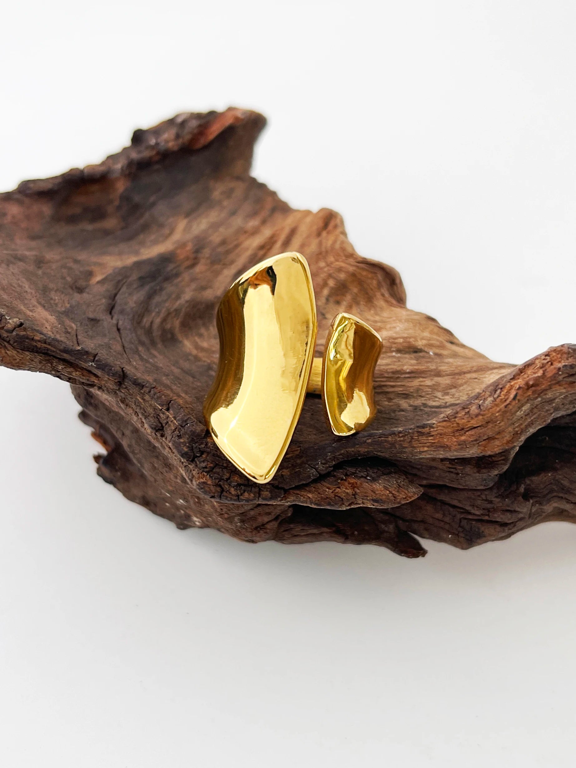 14k Gold Plated Geometric Wide Ring