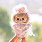 Labubu Silk Spotted Pajamas - Luxe Sleepwear Outfit for 17cm Labubu Doll with Soft Polka Dot Design