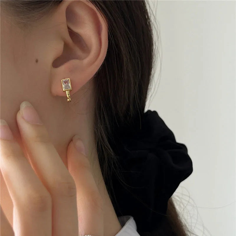 14k Gold Filled Square Huggies Earrings