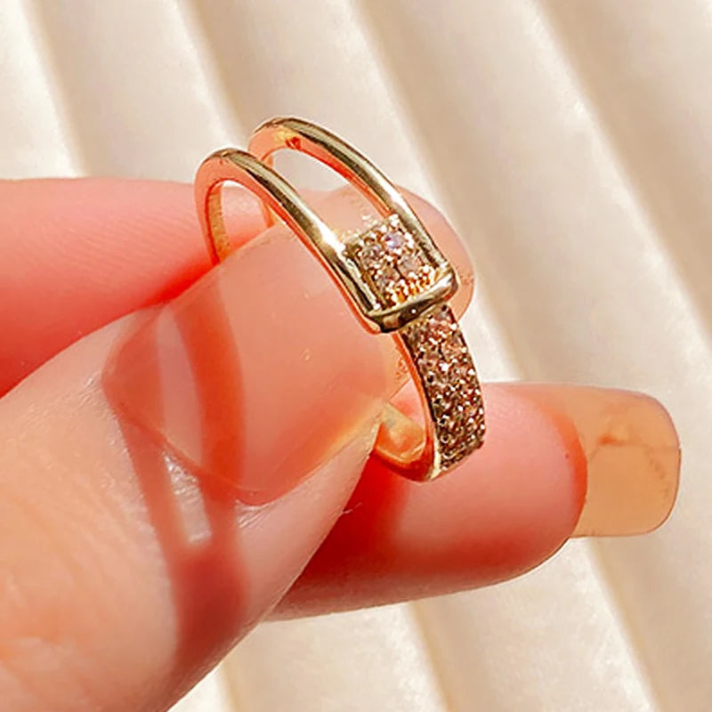 Gold Stainless Zircon Ring for Women