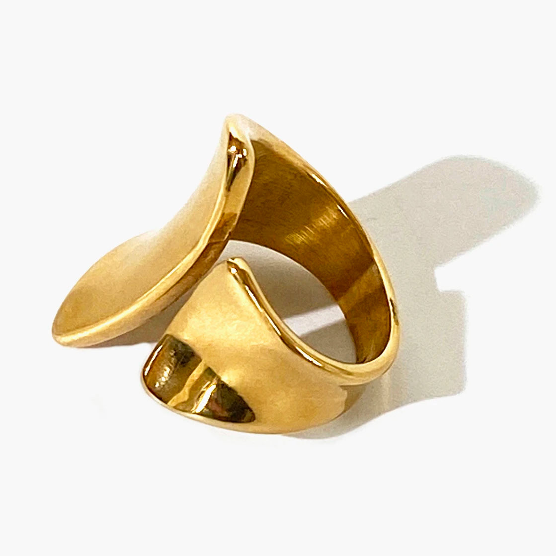 14k Gold Plated Geometric Wide Ring